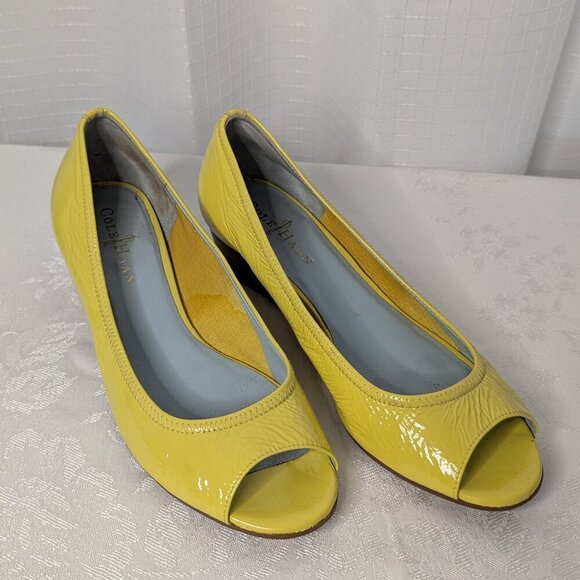 Cole Haan Shoes - Cole Haan Citrus Peep Toe Wedges , Patent Leather, Size 7B